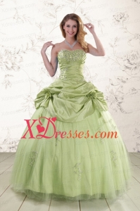 Designer Sweetheart Beading Quinceanera Dress in Yellow Green
