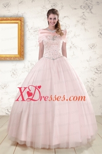 Fast Delivery Beading Ball Gown Quinceanera Dresses in Light Pink