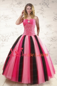 Fast Delivery Multi Color Sweet 15 Dresses with Beading and Ruching