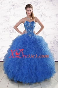 Fast Delivery Royal Blue 2021 Quinceanera Dresses with Appliques and Ruffles