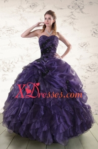 Fast Delivery Sweetheart Appliques Purple Quinceanera Dress with Ruffles
