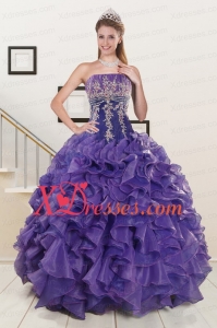 2021 Prefect Purple Sweet 16 Dresses with Embroidery and Ruffles