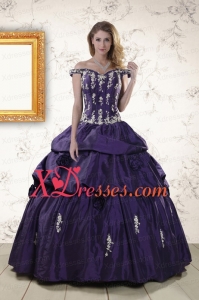Off the Shoulder Purple Quinceanera Dresses with Appliques and Ruching