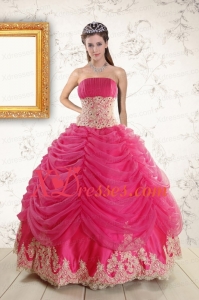 Vintage Lace Appliques Hot Pink Quinceanera Gowns for 2021
