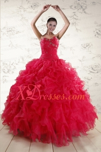 Vintage Sweetheart Beading Quinceanera Dresses in Coral Red