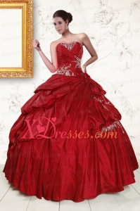 Wine Red Sweetheart Vintage Quinceanera Dresses with Embroidery