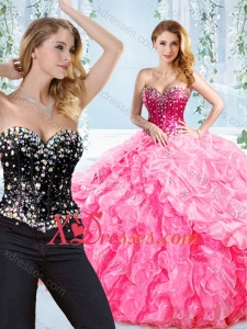 Puffy Skirt Visible Boning Beaded Detachable Quinceanera Skirts in Rose Pink