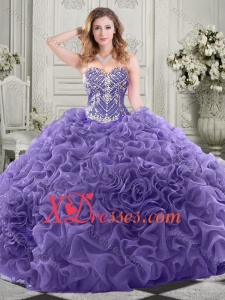 Gorgeous Beaded Bodice and Ruffled Lovely Quinceanera Dress with Chapel Train