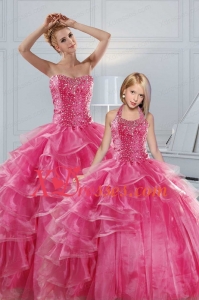 Hot Pink Sweetheart Beading Princesita Dresses
