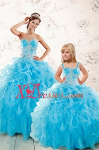 Aqua Blue Ball Gown Sweetheart Beading Princesita Dresses