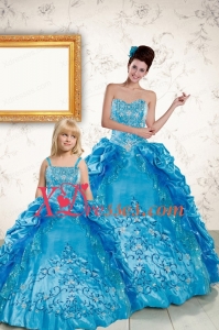 Elegant Sweetheart Embroidery Princesita Dress in Blue