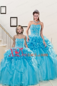 Fashionable Sweetheart Beading Princesita Dress in Aqua Blue