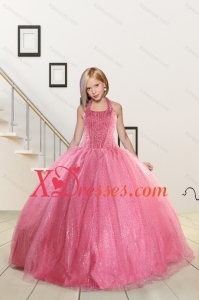 Top Seller Beading and Sequins Baby Pink Flower Girl Dress for 2021 Spring