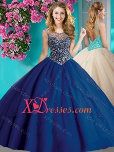 Elegant Beaded and Applique Quinceanera Dress with See Through Scoop