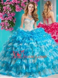Romantic Beaded and Ruffled Layers Quinceanera Dress with Really Puffy