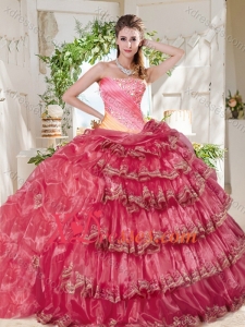 Gorgeous Beaded and Ruffled Big Puffy Sweet 16 Dress in Rainbow