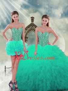 2021 Trendy Lovely and Detachable Beading and Ruffles Sweet 16 Dresses in Apple Green