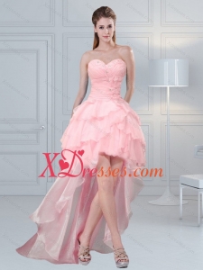 2021 Cute Baby Pink Sweetheart Beading Prom Dresses with Ruffled Layers