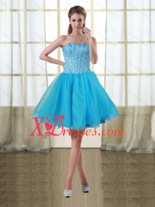 2021 Baby Blue Sweetheart Short Prom Dresses with Beading