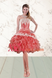 2021 Elegant Ruffles Strapless Prom Gown in Watermelon