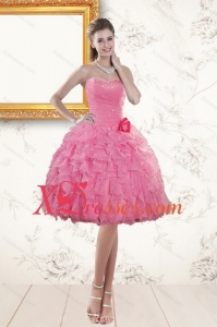Perfect Sweetheart Rose Pink 2021 Prom Dresses with Beading and Ruffles