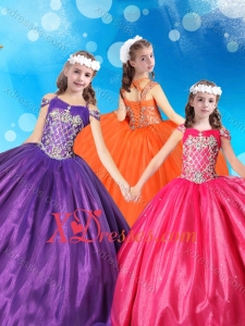 Best Beaded Bodice Tulle Cheap Little Girl Pageant Dress with Off the Shoulder