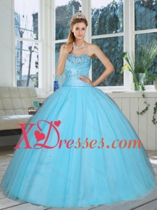 Cute Baby Blue Sweetheart Beaded Quinceanera Dress for 2021