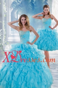 2021 Beautiful Baby Blue Sweet 16 Dresses with Beading and Ruffles