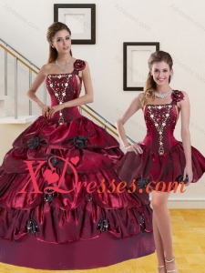 2021 Detachable Beading and Pick-ups Quinceanera Dress in Burgundy