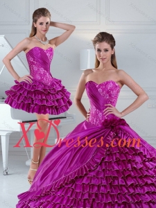 Dynamic Fuchsia Quince Dress with Beading and Ruffled Layers for 2021