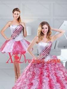 Popular 2021 Ruffles and Beading Multi Color Sweet 15 Dresses