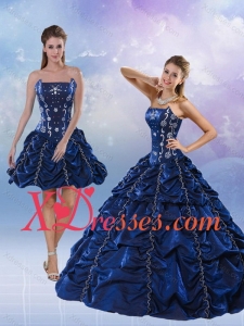 2021 Pretty Strapless Navy Blue Quinceanera Dress with Pick-ups and Beading