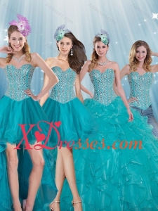 Elegant Turquoise Sweetheart 2021 Quinceanera Dresses with Beading