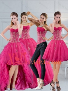 2021 Couture Hot Pink Sweetheart Quinceanera Dress with Appliques and Beading