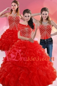 Couture Red Quince Dresses With Beading and Ruffles for 2021