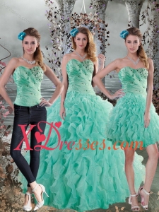 2021 Couture Aqua Blue Quinceanera Dresses with Beading and Ruffles