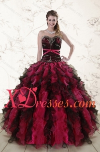 2021 Couture Multi Color Quince Dresses with Ruffles and Beading