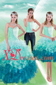 2021 Couture Multi Color Sweetheart Quince Dresses with Beading and Ruffles