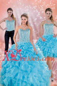 2021 Couture Sweetheart Ruffled Quinceanera Dresses in Baby Blue