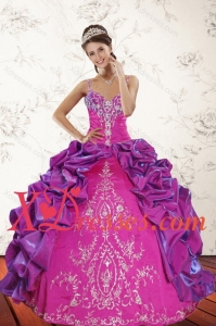 2021 Sweep Train Multi Color Couture Quince Dresses with Embroidery