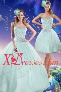 Couture 2021 Apple Green Strapless Quinceanera Dresses with Beading