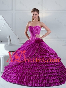2021 Couture Fuchsia Quince Dress with Beading and Ruffled Layers