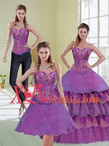 Couture Beading and Ruffled Layers 2021 Quinceanera Dress in Purple