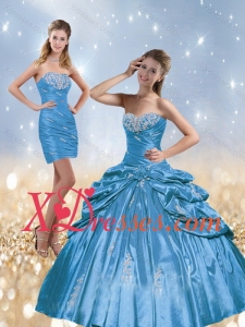 2021 Couture Baby Blue Quinceanera Dresses with Beading and Pick Ups