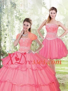 2021 Couture Beading and Ruffled Layers Sweet 15 Dresses in Hot Pink
