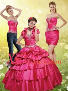 2021 Couture Red Quince Dresses with Appliques and Pick-ups