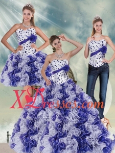 2021 Couture White and Purple Quinceanera Dress with Ruffles and Beading