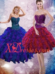 Couture Multi Color Quinceanera Dresses with Ruffles and Beading for 2021