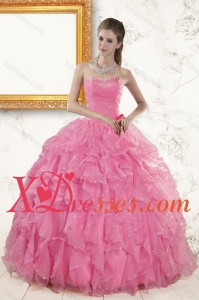 2021 Best Quinceanera Baby Pink Beading and Ruffles Quinceanera Dresses