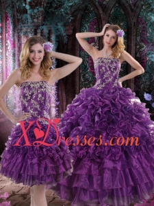 2021 Best Quinceanera Purple Dresses for Quince with Appliques and Ruffles